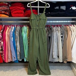 Blush green adjustable strap elastic waistband 2 pocket jumpsuit size M